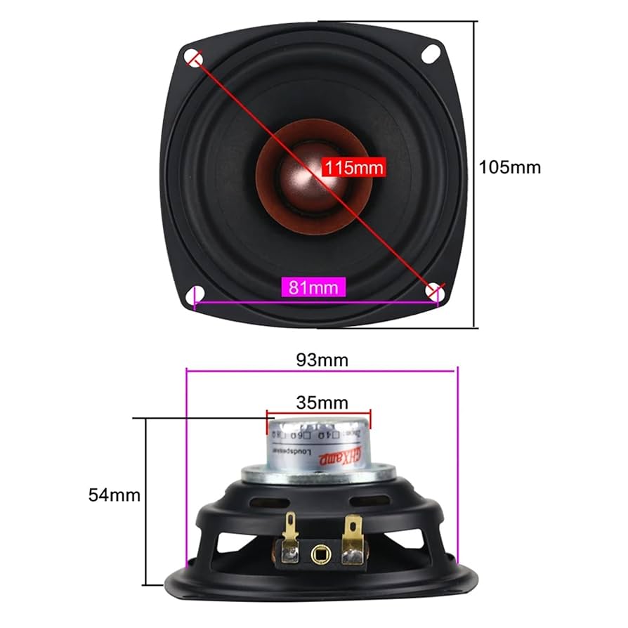 Amazon.co.jp: For ghxamp 4 インチ正方形フルレンジスピーカー